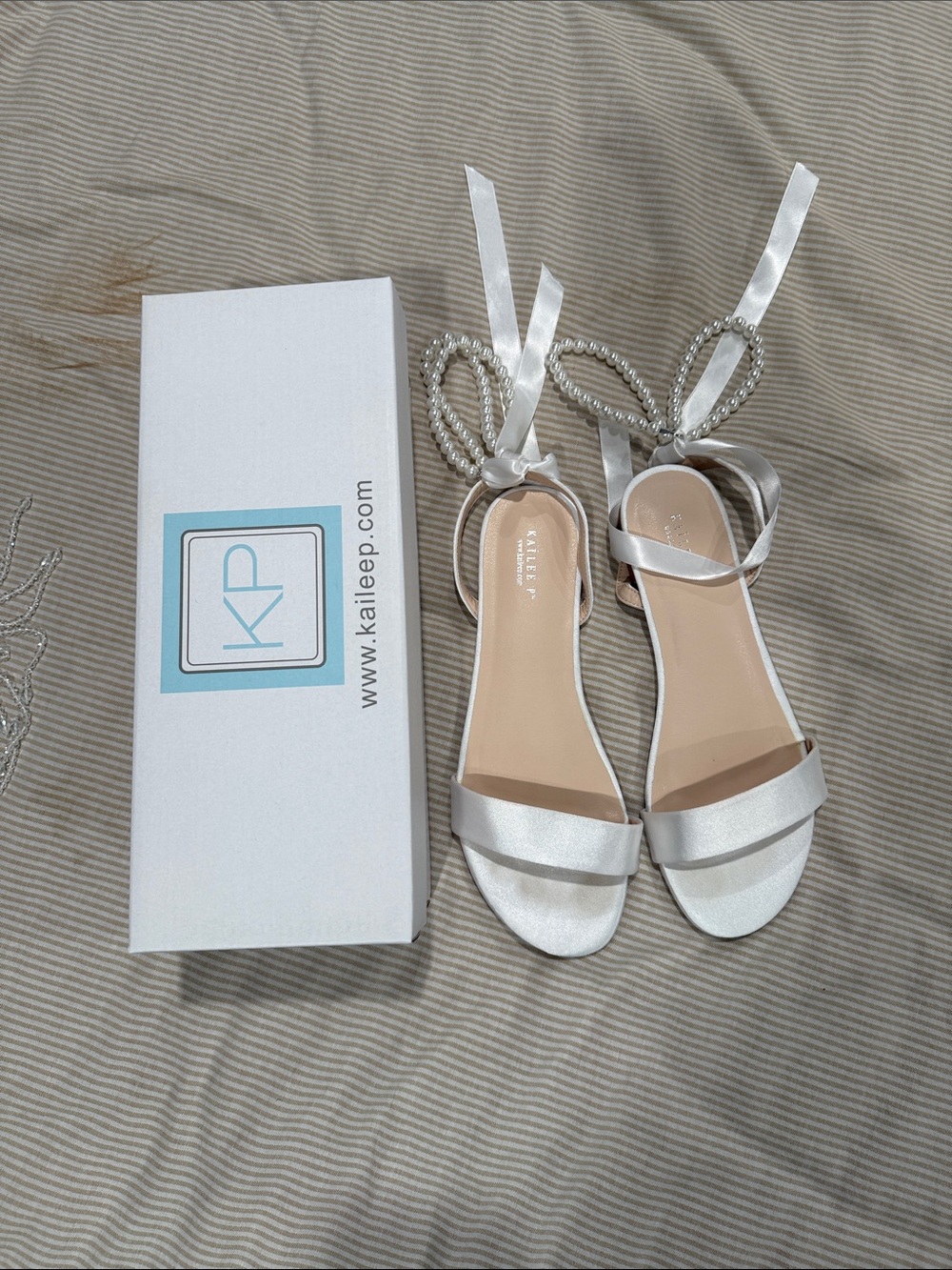 White Satin Ankle Tie Sandals
